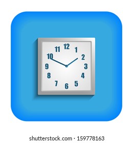 Blue square icon with the image of hours