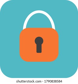 blue square icon with orange padlock