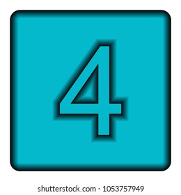 Blue square icon with a symbol (four) on a white background