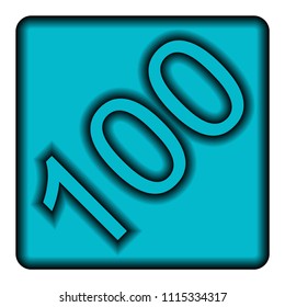 Blue square icon with a symbol (one hundred) on a white background