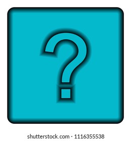 Blue square icon with a symbol (question-mark) on a white background