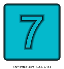 Blue square icon with a symbol (seven) on a white background