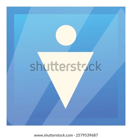 Blue square icon with a white male restroom symbol, perfect for indicating male restrooms