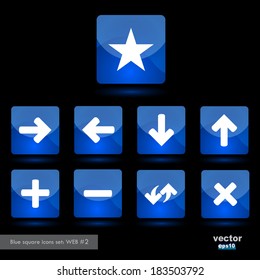 Blue square icons set WEB #2