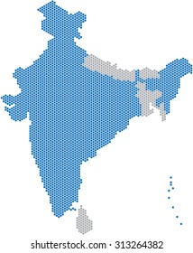 Blue Square India Map Nearby Countries Stock Vector (Royalty Free ...