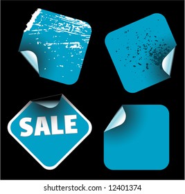 Blue square labels badges and stickers