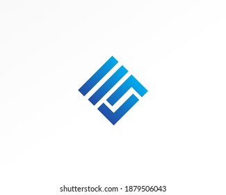 Blue square and lines logo design template