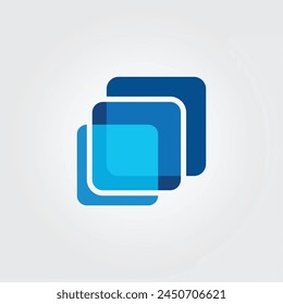 Blue square logo with a square shape, representing a brand or company. Simple and visually appealing design