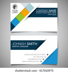 Blue square modern creative and clean business card, simple template vector design