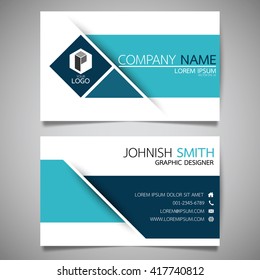 Blue square modern creative and clean business card, simple template vector design