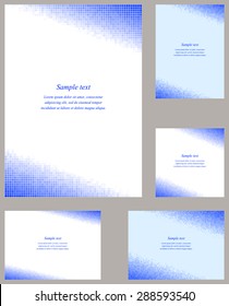 Blue square mosaic page corner design template for invitation, greeting, presentation, card, letter, paper, brochure, etc.