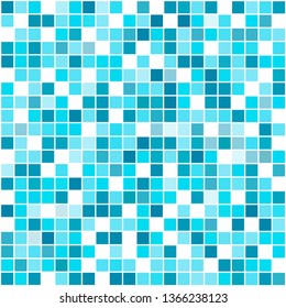 Blue square mosaic seamless vector pattern.