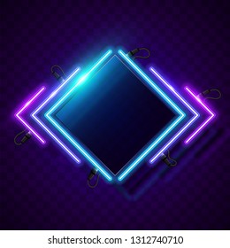 Blue square neon banner