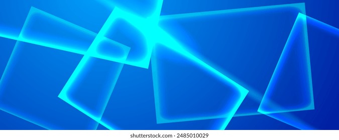 blue square neon light abstract background