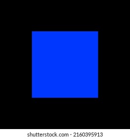 Blue square on black background icon. Blue isolated square.