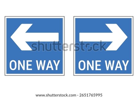 blue square one way sign with right and left arrows for road direction, parking, and facility use. simple traffic safety vector for design projects.
