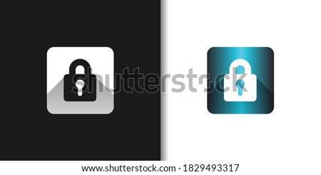 blue square padlock logo idea template vector set