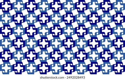 Blue Square, plus cross grid block arrange in square cross grid seamless Pattern design for fabric printing, vintage patter