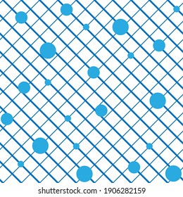 Blue square and polka seamless pattern for print, textiles. Fashion graphic design. Modern stylish texture. Color template for prints, textiles, wrapping, wallpaper, banner, business, etc. illustratio