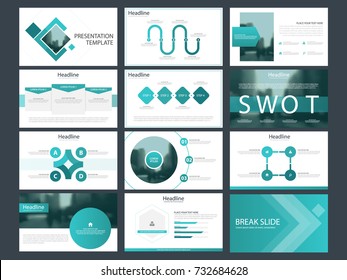 Blue square presentation templates, Infographic elements template flat design set for annual report brochure flyer leaflet marketing advertising banner template