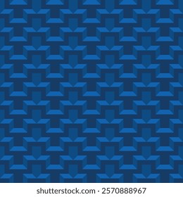 Blue square pyramid blocks wall vector geometric abstract seamless pattern or texture.