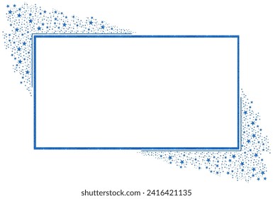 Blue Square retangle Frame with Blue Sparkle Glitter Stars 7