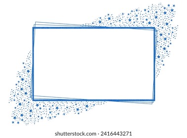 Blue Square retangle Frame with Blue Sparkle Glitter Stars 11