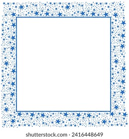 Blauer quadratischer Retangle-Rahmen mit blauen glänzenden Glitzerstars 13