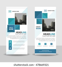 Blue square roll up business brochure flyer banner design , cover presentation abstract geometric background, modern publication x-banner and flag-banner, layout in rectangle size.