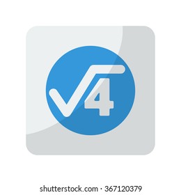 Blue Square Root icon on grey rounded square button on white