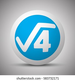 Blue Square Root icon on white sphere