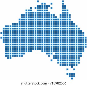 Blue Square Shape Australia Map.