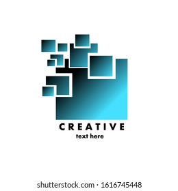 blue square shape logo, vector illustration with white background can be for company, industry, web and for others.