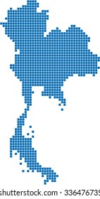 Blue square shape of Thailand map on white background. Vector illustration.