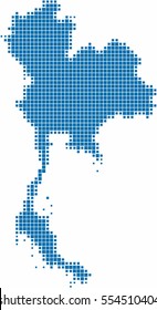 Blue square shape of Thailand map on white background. Vector illustration.