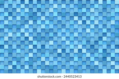 Blue Square Tile Mosaic Pattern Design. Geometric Pixel Mosaic. Kitchen, Bathroom or Pool Tiles Backdrop. Vector Illustration