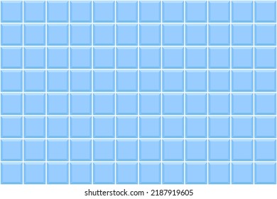 Blue square tile seamless pattern. Swimming pool floor background. Bathroom or toilet ceramic or glass wall texture. Interior or exterior mosaic surface. Vector flat illustration