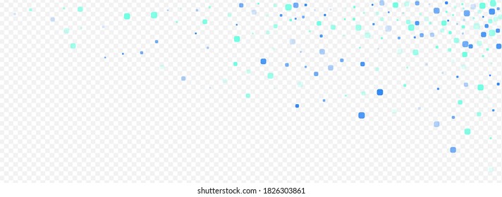 Blue Square Top Panoramic Vector Transparent Background. Celebrate Rhombus Invitation. Falling Cell Illustration. Turquoise Abstract Banner.