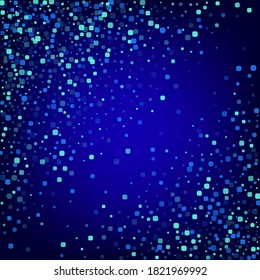 Blue Square Top Blue Vector Background. Carnaval Particle Invitation. Independence Rhombus Backdrop. Turquoise Falling Pattern.