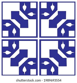 blue square tribe pattern for tile, ceramic, fabric, texture and template