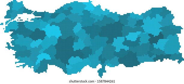 Blue square Tuekey map on white background. 