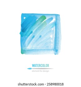 blue square, vector watercolor element for design