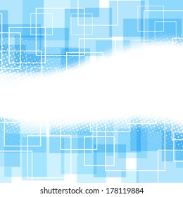 Blue square and wave modern background. Vector illustration