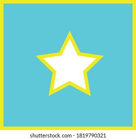 Blue square yellow edge white background