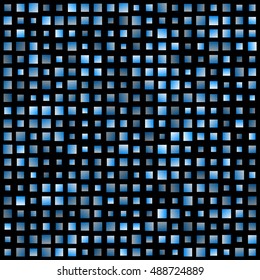 Blue squares of different sizes on a dark background. eps10.