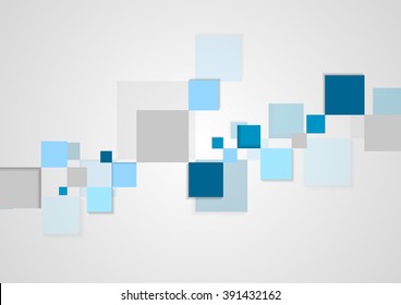 Blue Quadrate minimales Design der technischen Broschüre. Geometrischer Vektorhintergrund