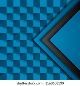 Blue squares mosaic geometric technology background. Vector design