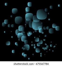 Blue squares with rounded corners on black background