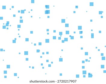Cuadrados azules dispersos al azar sobre fondo blanco