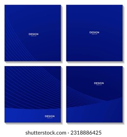 blue squares set abstract gradient background with lines